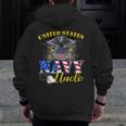 Us Military Navy Uncle With American Flag Veteran Zip Up Hoodie Back Print