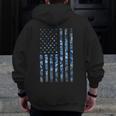 Us Navy Camo Veteran American Flag Military Blue Zip Up Hoodie Back Print