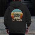 Vintage Cat Daddy Cat Lover Cat Dad Fathers Zip Up Hoodie Back Print