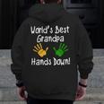 World's Best Grandpa Hands Down Zip Up Hoodie Back Print