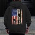Wrestling Dad Usa American Flag Wrestle Men Father's Day Zip Up Hoodie Back Print