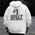 1 Great Grandpa Number One Sports Father's Day Zip Up Hoodie Back Print