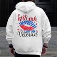 4Th Of July 2023 Kiss Me I-Am An Veteran Patriotic American Zip Up Hoodie Back Print