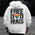Free Dad Hugs Lgbtq Pride Stepfather Daddy Papa Zip Up Hoodie Back Print