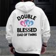 New Dad Of Twins For Men Father Announcement Zip Up Hoodie Back Print