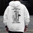 Honor The Fallen Think The Living Veterans Day July 4Th Zip Up Hoodie Back Print