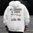 Kids My Grammy And Papa Love Me Granddaughter Sloth Zip Up Hoodie Back Print
