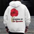 Memorial Day Red Poppy Patriotic Military Veteran Zip Up Hoodie Back Print