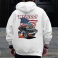 Merica Patriotic Classic Hot Rod Muscle Car Usa Flag Zip Up Hoodie Back Print