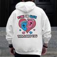 Pink Or Blue Tata Loves You Gender Reveal Announcement Zip Up Hoodie Back Print