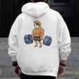 Vintage Sloth Weightlifting Bodybuilder Muscle Fitness Zip Up Hoodie Back Print