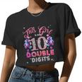 10Th Birthday This Girl Is Now 10 Double Digits Meaningful Women Cropped T-shirt