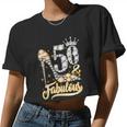 50 & Fabulous 50 Years Old 50Th Birthday Diamond Crown Shoes Tshirt Women Cropped T-shirt