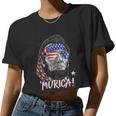 Abraham Lincoln 4Th Of July Murica Men Women American Flag Women Cropped T-shirt