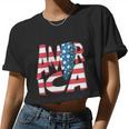 America Usa Flag Patriotic Independence Day 4Th Of July Meaningful Women Cropped T-shirt