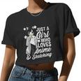 Anime Girl Just A Girl Who Loves Anime And Sketching Drawing Women Cropped T-shirt