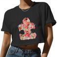 Autism Floral Puzzle Piece Autistic Art Women Cropped T-shirt