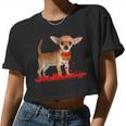 Chihuahua Valentine's Day Dog Dad Dog Mom Flowers Women Cropped T-shirt