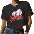 Cincinnati Cities Baseball Heart Baseball Fans Women Women Cropped T-shirt