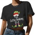 Coffee Drinking Elf Group Christmas Pajama Party Women Cropped T-shirt