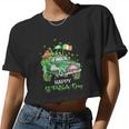 Cute Flamingo Truck Shamrock Green St Patrick Day Women Cropped T-shirt