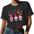 Cute Gnomes Holding Hearts Valentines Day Boys Girls Women Cropped T-shirt