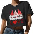 Cute Gnomes Love Plaid Cute Sweet Valentine Classic Women Women Cropped T-shirt