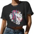 Cute Unicorn Valentines Day Girls Women Cropped T-shirt