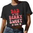 Dad Of The Berry Sweet One Strawberry Birthday 1St For Girl Women Cropped T-shirt