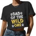 Dad Of The Wild One 1St Birthday Leopard Dad Boy Women Cropped T-shirt