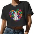 Dog Dad Dog Mom Autism Awareness Poodle Women Cropped T-shirt