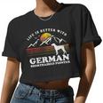 Dog German Shorthaired Life Better German Shorthaired Pointer Vintage Dog Mom Dad Women Cropped T-shirt