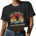 Don't Follow Me I Do Stupid Things For Retro Vintage Skiing Women Cropped T-shirt