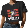 Eagle Mullet 4Th Of July 2021 Usa American Flag Merica Cool Women Cropped T-shirt