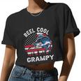 Flag Vintage Reel Cool Grampy Fishing For 4Th Of July Women Cropped T-shirt
