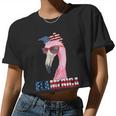 Flamingo 4Th Of July Flamerica Patriotic Women Cropped T-shirt