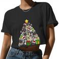 Christmas French Bulldog Pajama Shirt Tree Dog Xmas Women Cropped T-shirt