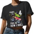 KidsRex Dinosaur Monster Truck 4Th Birthday Boys And Girls Women Cropped T-shirt