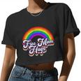 Retro Vintage Free Mom Hugs Rainbow Lgbtq Pride Women Cropped T-shirt