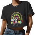 Happy First Day Of School Teacher Back To School Rainbow Women Cropped T-shirt