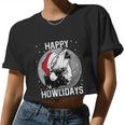 Happy Howlidays Shirt Christmas Wolf Women Cropped T-shirt