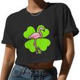 Irish Shamrock Leprechaun Flamingo St Patrick's Day Women Cropped T-shirt