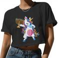 Jewnicorn Hanukkah Unicorn Girl Women Cropped T-shirt