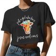 Just A Girl Who Loves Jesus And Cows Farmer Christian Women Cropped T-shirt