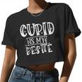 Kids Cute Valentines Day And Girls Cupid Is My Bestie Women Cropped T-shirt