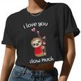 Kids Sloth I Love Slow Much Boys Girls Valentines Women Cropped T-shirt