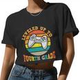 Leveled Up To 4Th Grade First Day Of School Back To School Women Cropped T-shirt