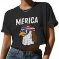 Merica Bald Eagle Mullet Sunglasses Fourth July 4Th Patriot Cool V2 Women Cropped T-shirt