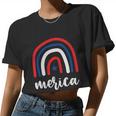 Merica Rainbows 4Th Of July Usa Flag Plus Size Graphic Tee For Men Women Family Women Cropped T-shirt