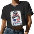 Messy Bun American Flag Stars Stripes Reproductive Rights Meaningful V2 Women Cropped T-shirt